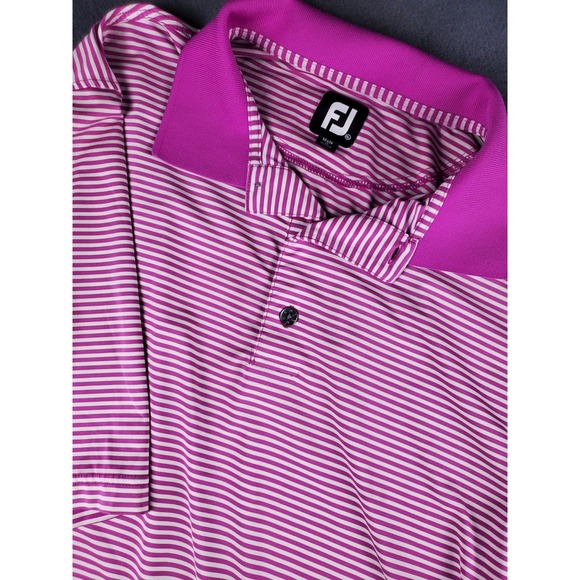 FootJoy Other - FootJoy  Polo Shirt Mens XL White Purple  Striped Spring Lakes Golf Club Logo